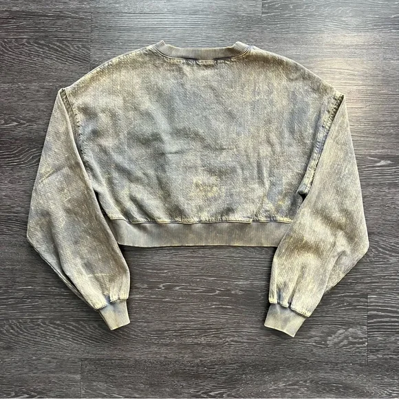 NWT Zara Washed Effect Boxy Oversized Cropped Sweatshirt - Picture 6 of 7